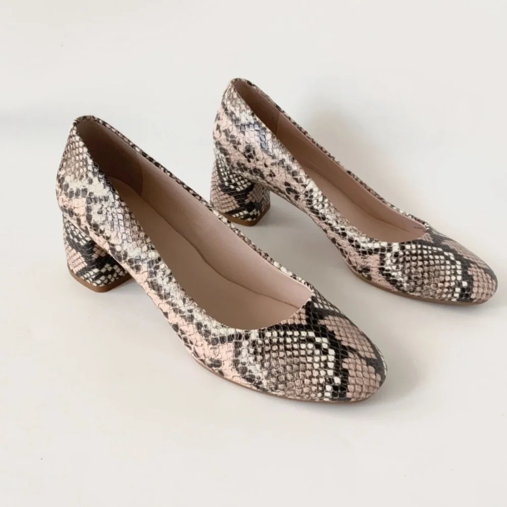 Kate Spade Beverly Snake‑Print Block Heel Pumps Slip‑On Round Toe Shoe Heels 9